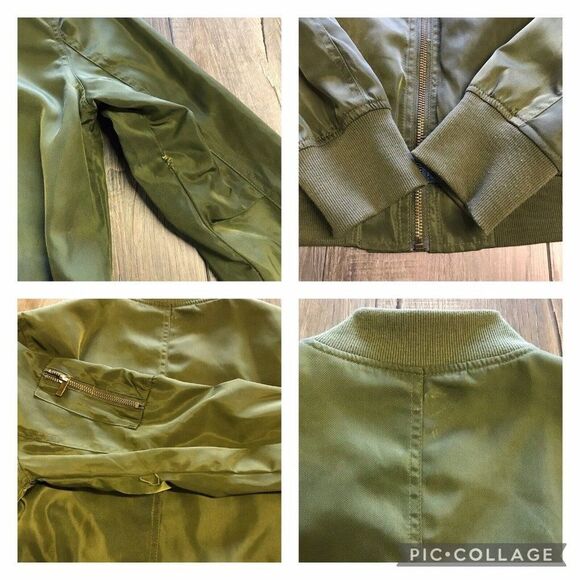 Francesca's Blue Rain Womens Full Zip Olive Green Jacket Style 31396fr Sz Large - Picture 12 of 12